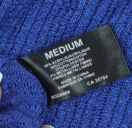 Planet Women's Blue Sequin Knit Top Medium