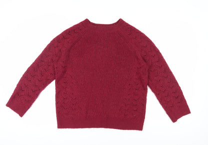 Damart Women's Red M Knit Pullover Crew Neck Jumper