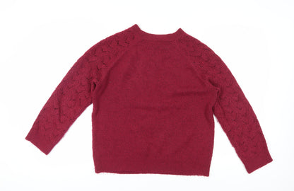 Damart Women's Red M Knit Pullover Crew Neck Jumper