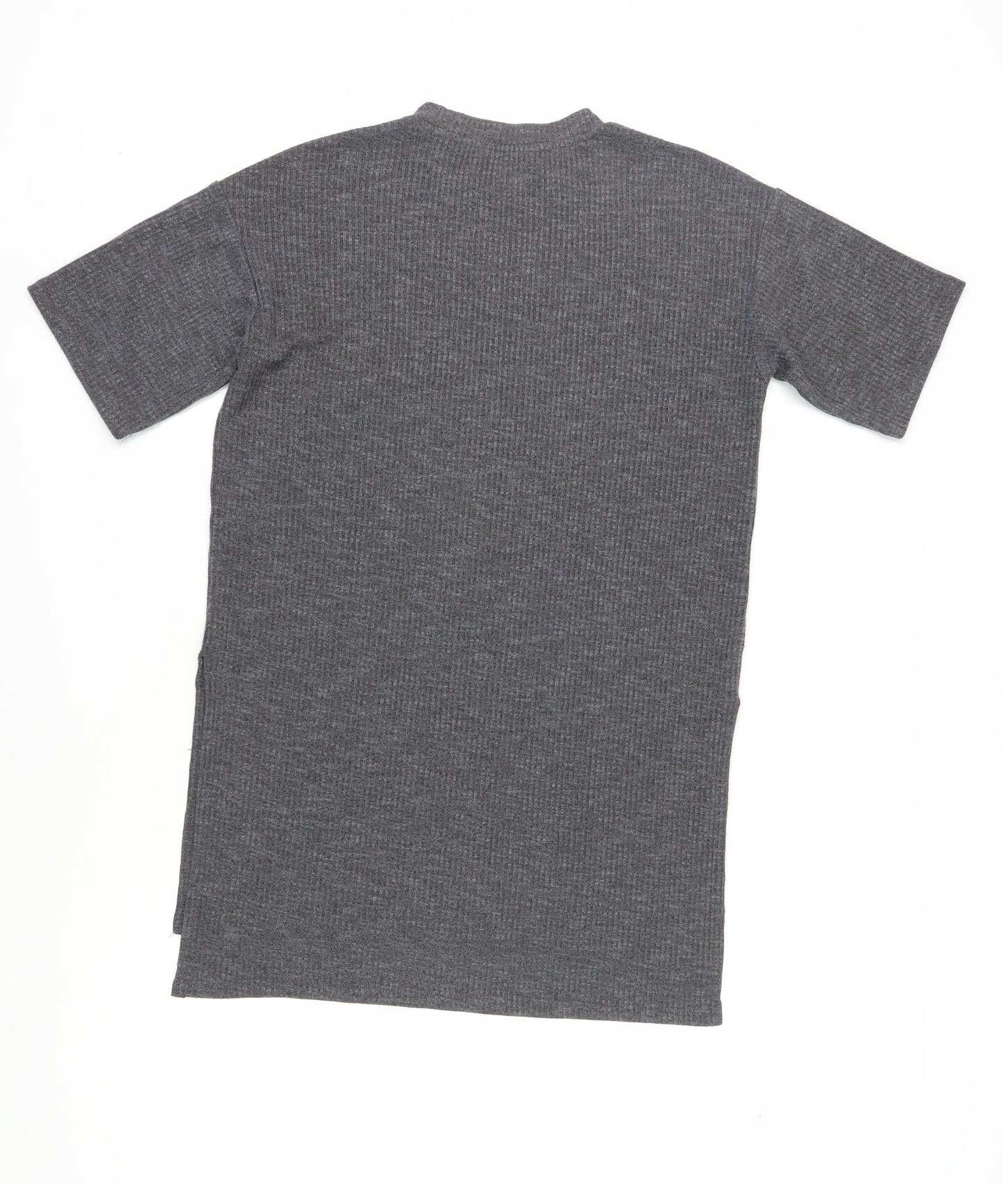 Monki Women's Grey XS Basic Knit T-Shirt Casual Mock Neck