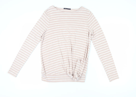 Marks and Spencer Women’s Pink Striped Boat Neck T-Shirt Size 12