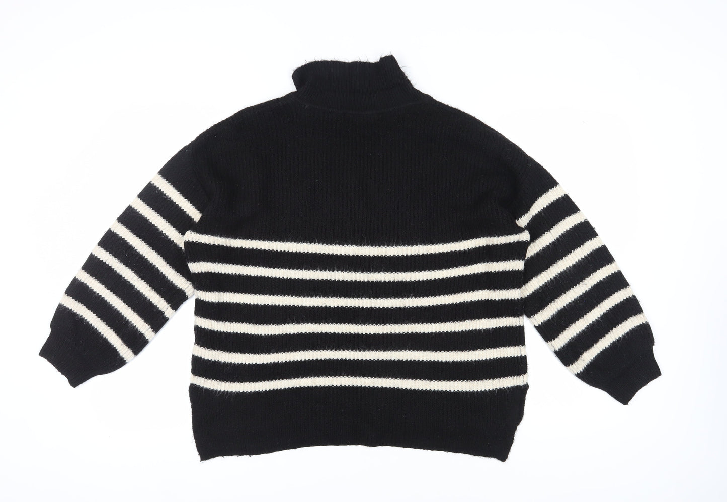 Marks and Spencer Women's Black Striped Pullover Jumper L
