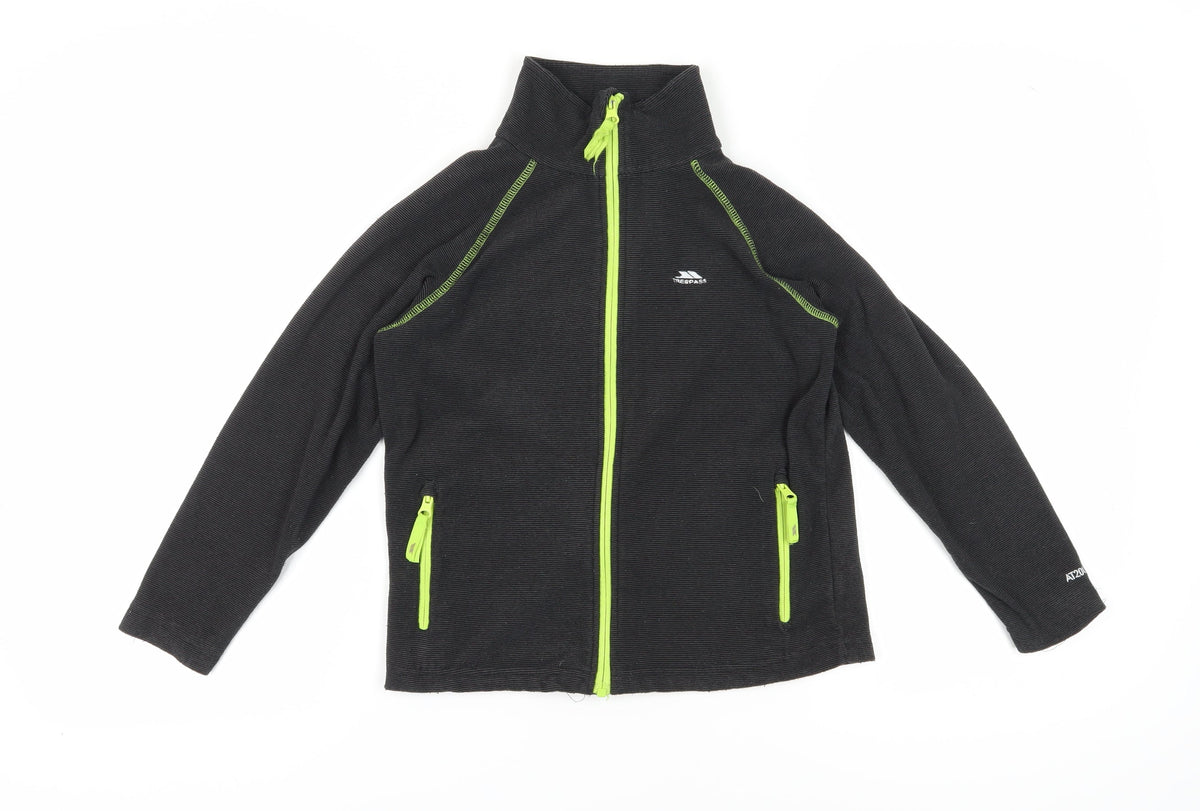 Additional front view of Trespass boys’ black track jacket 9-10 years - activewear fleece
