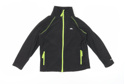 Additional front view of Trespass boys’ black track jacket 9-10 years - activewear fleece