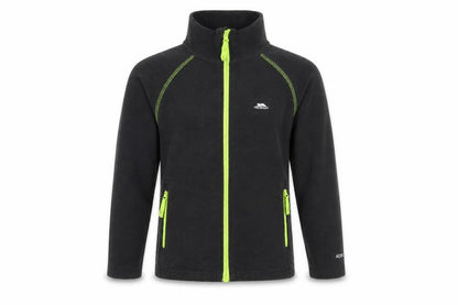 Front view of Trespass boys’ black track jacket 9-10 years - activewear fleece