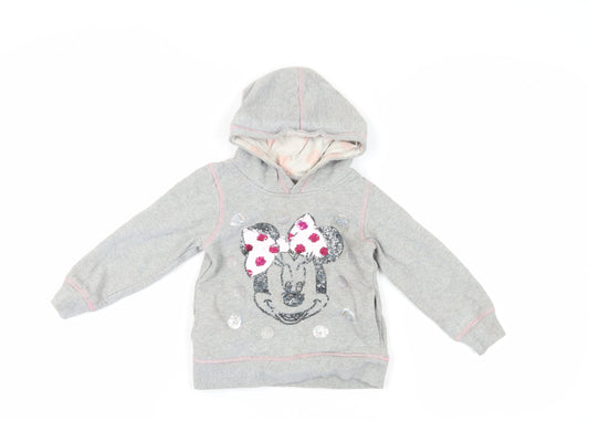 Disneyland Paris Minnie Mouse Grey Girls Hoodie, 6 Years