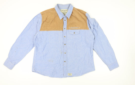 Jack South Men's 2XL Blue Beige Cotton Shirt
