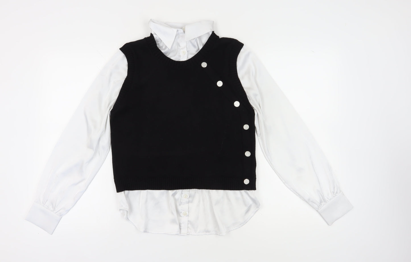 Next Women's Black Layered Blouse, Size 12, Perfect for Business