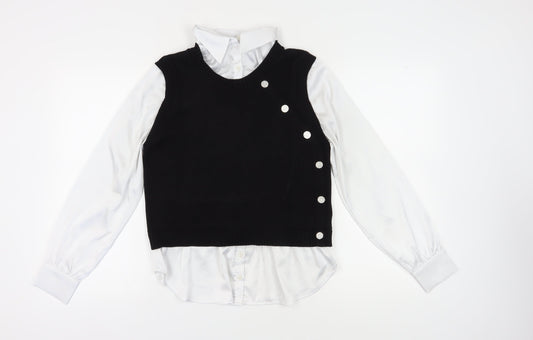 Next Women's Black Layered Blouse, Size 12, Perfect for Business