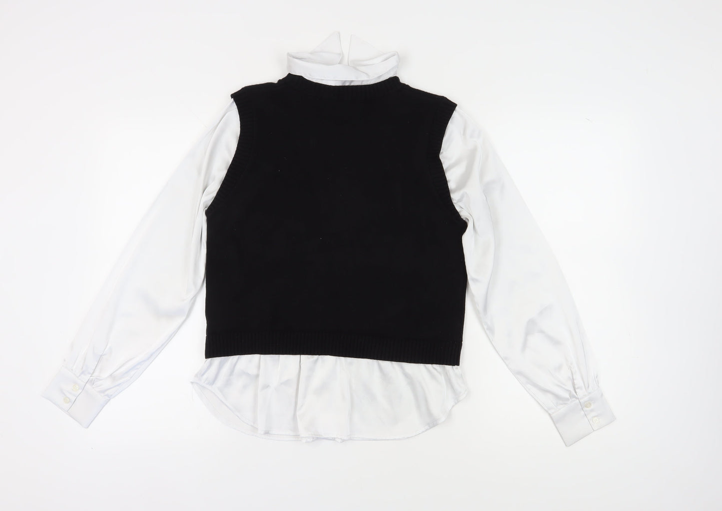 Next Women's Black Layered Blouse, Size 12, Perfect for Business