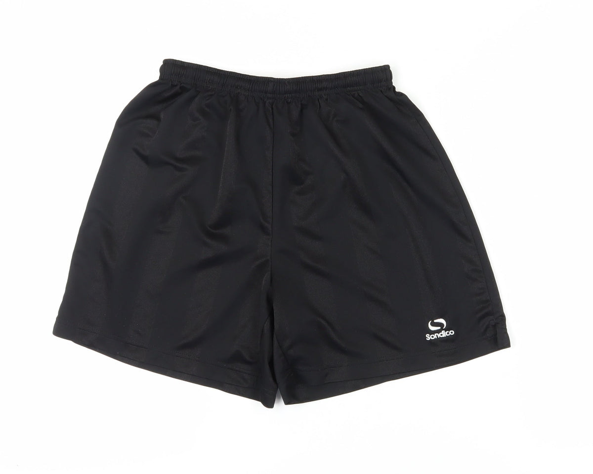 Additional front view of Sondico boys’ black athletic shorts, size L