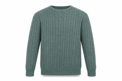 Cotton Traders Men's XL Green Cable-Knit Pullover Jumper