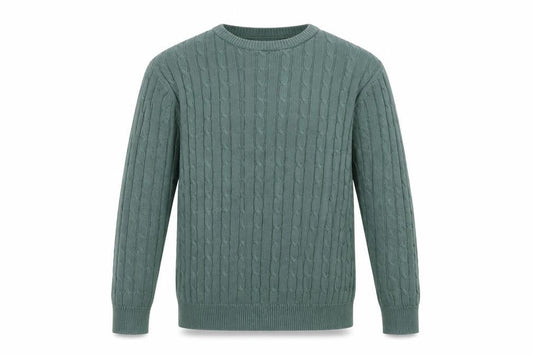 Cotton Traders Men's XL Green Cable-Knit Pullover Jumper