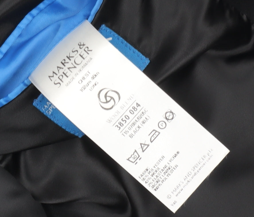 Marks and Spencer Men's Black Wool Tuxedo Blazer 40L