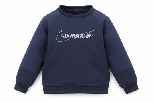 Front view of Nike boys’ blue pullover sweatshirt 2 years sports logo