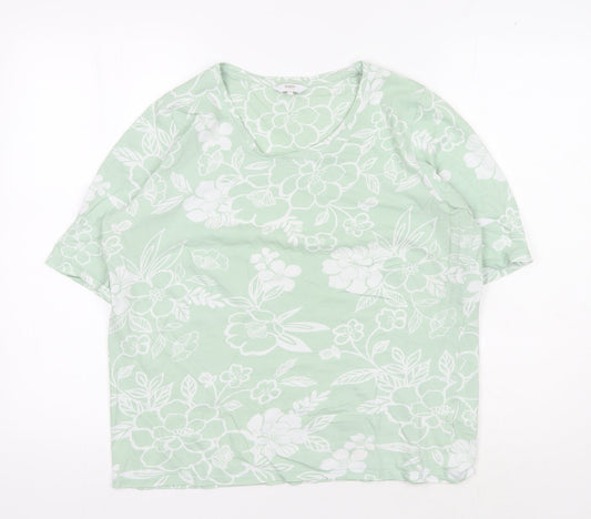 Cotton Traders Women's Green Floral T-Shirt, Size 10