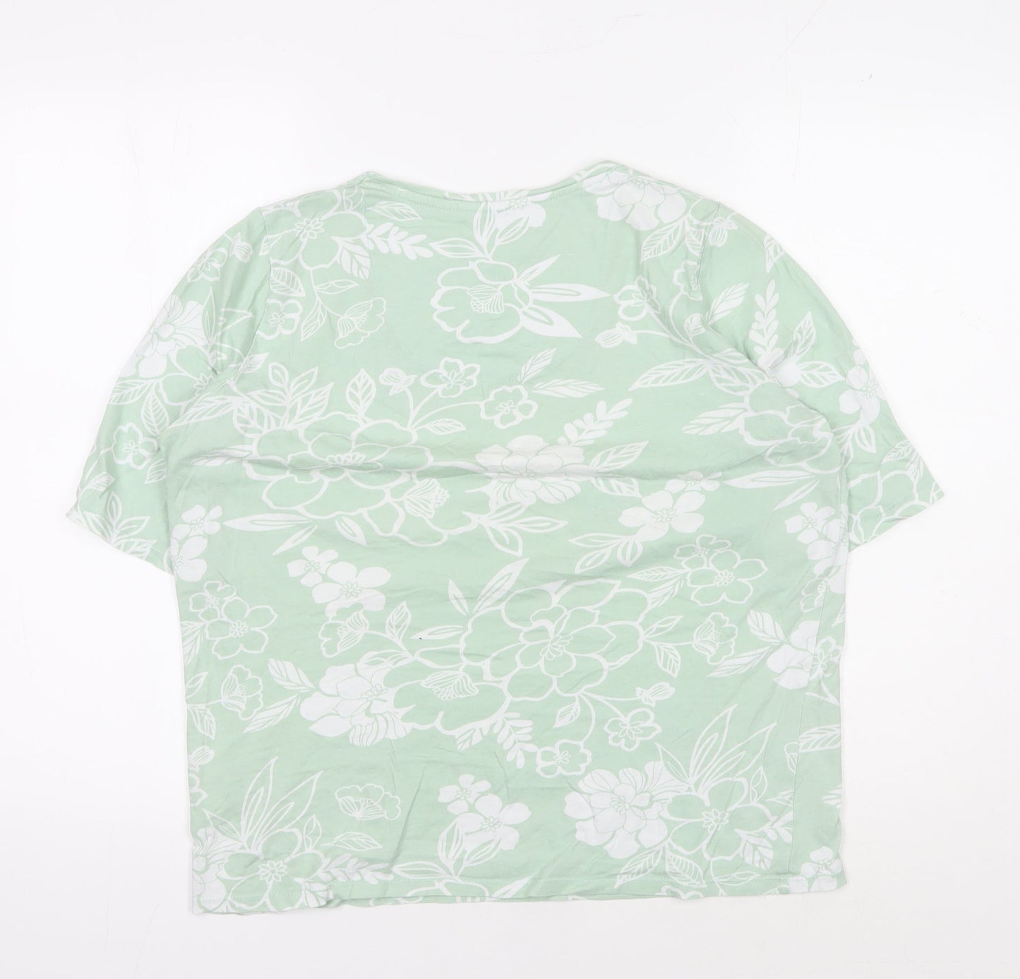 Cotton Traders Women's Green Floral T-Shirt, Size 10
