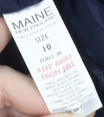 Maine New England Women's Blue Hooded Puffer Jacket Size 10