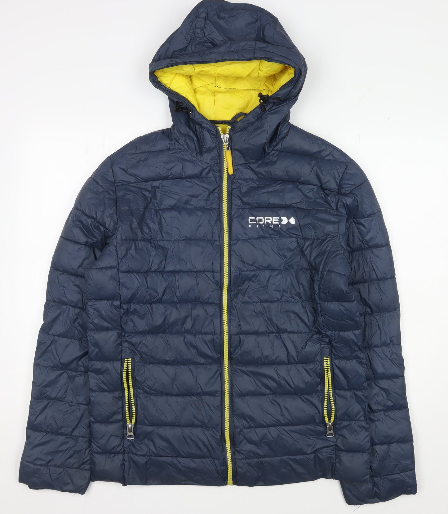 Core X Men's Blue Puffer Jacket L Hooded
