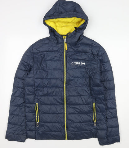 Core X Men's Blue Puffer Jacket L Hooded
