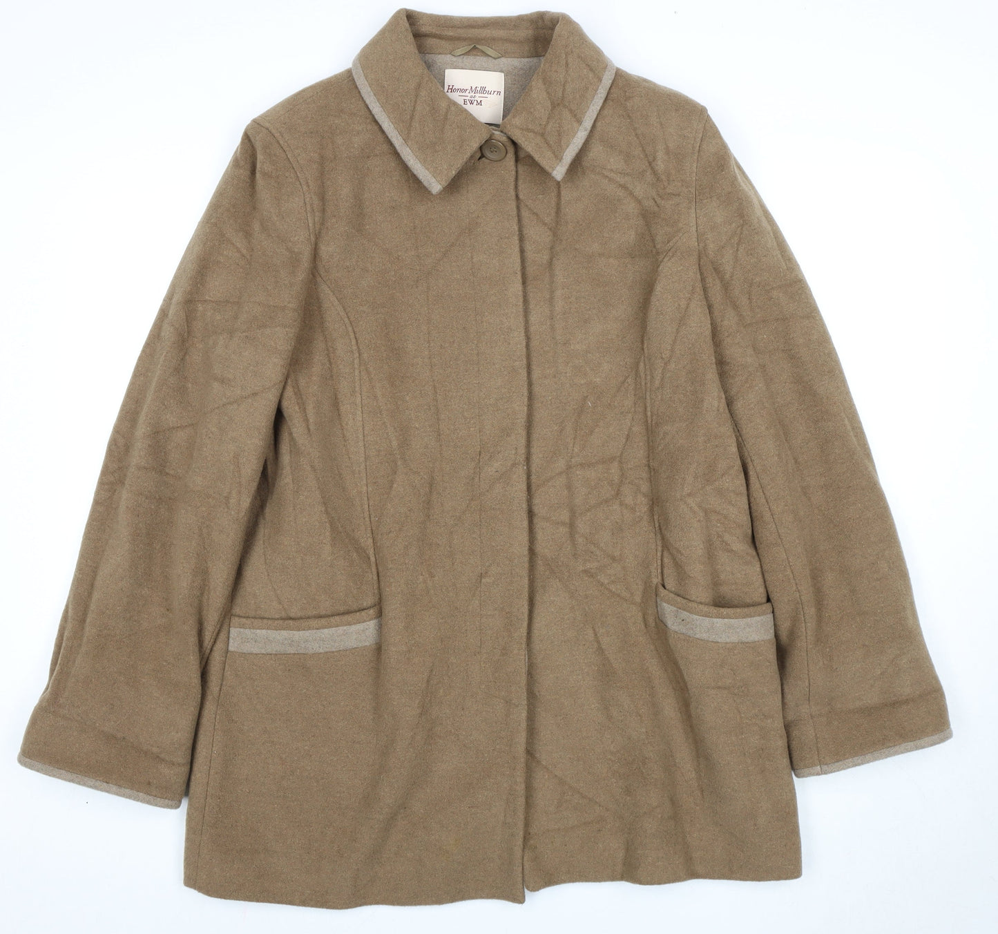Honor Millburn Women's Beige Wool Mid-Length Coat