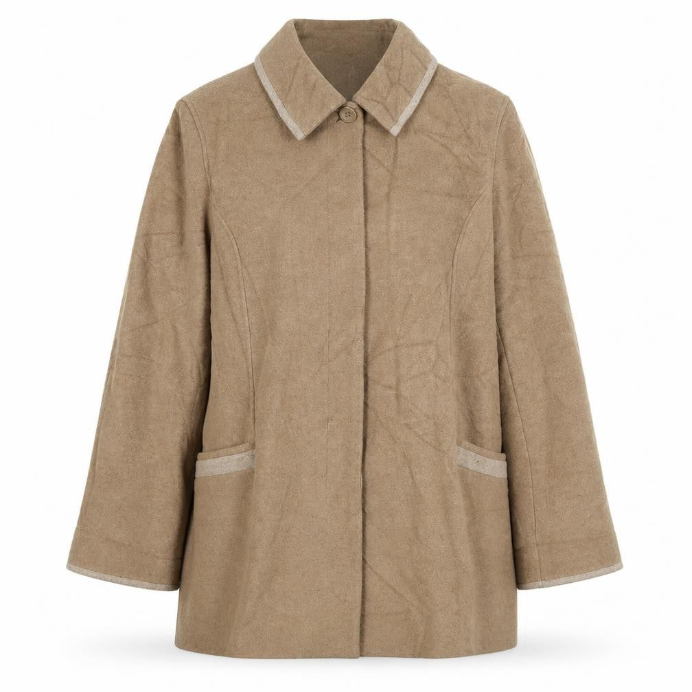 Honor Millburn Women's Beige Wool Mid-Length Coat