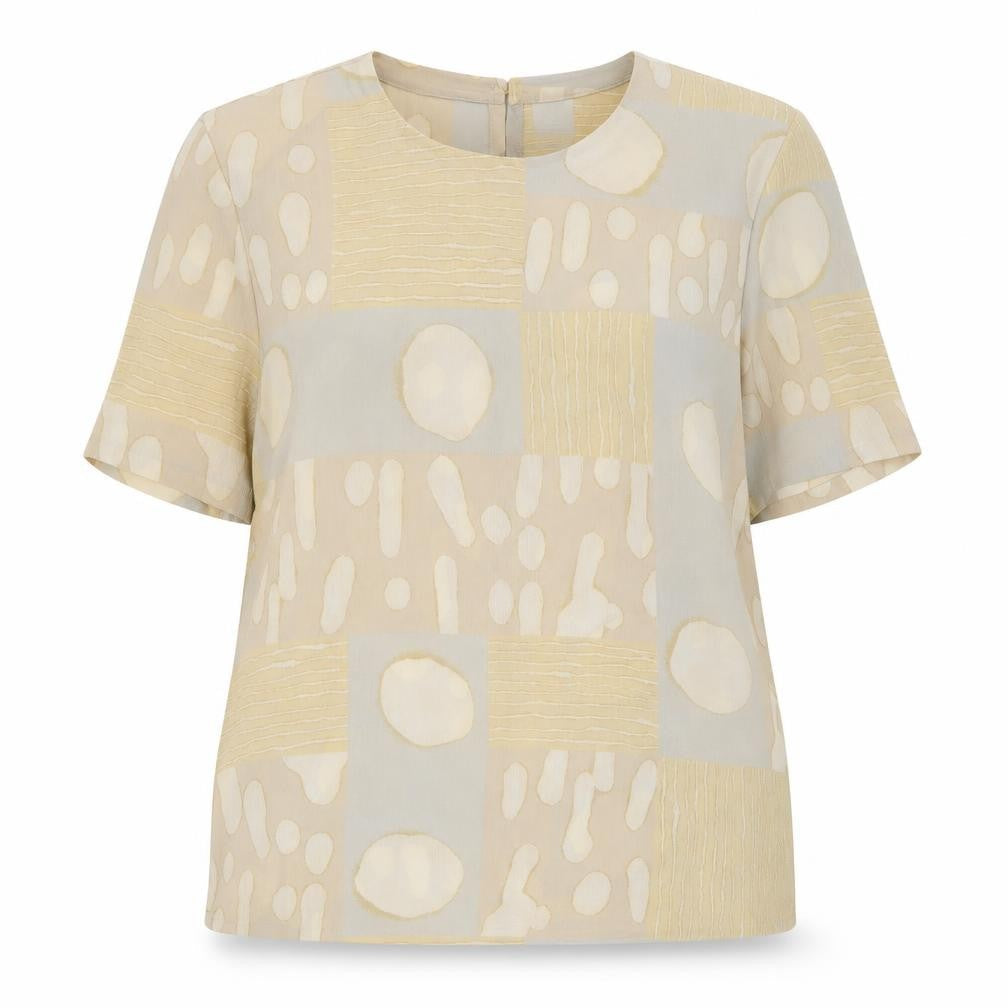 Jacques Vert Women's Beige Geometric Blouse Size 14