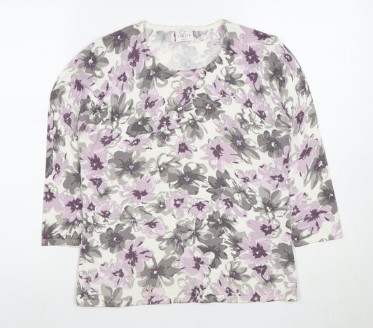 East Ex Women's Floral 3/4 Sleeve Knit T-Shirt Size 10