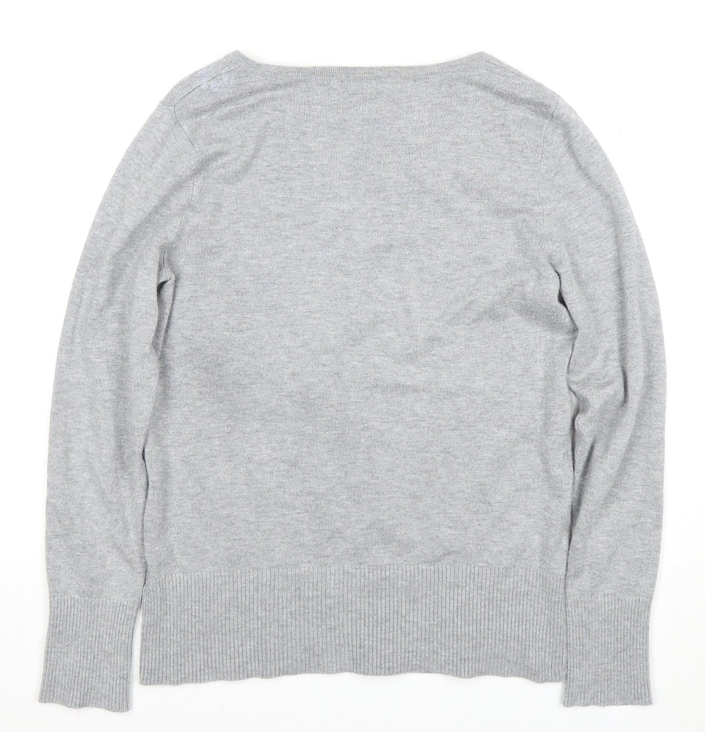 Marks and Spencer Women's Grey Button-Up V-Neck Top