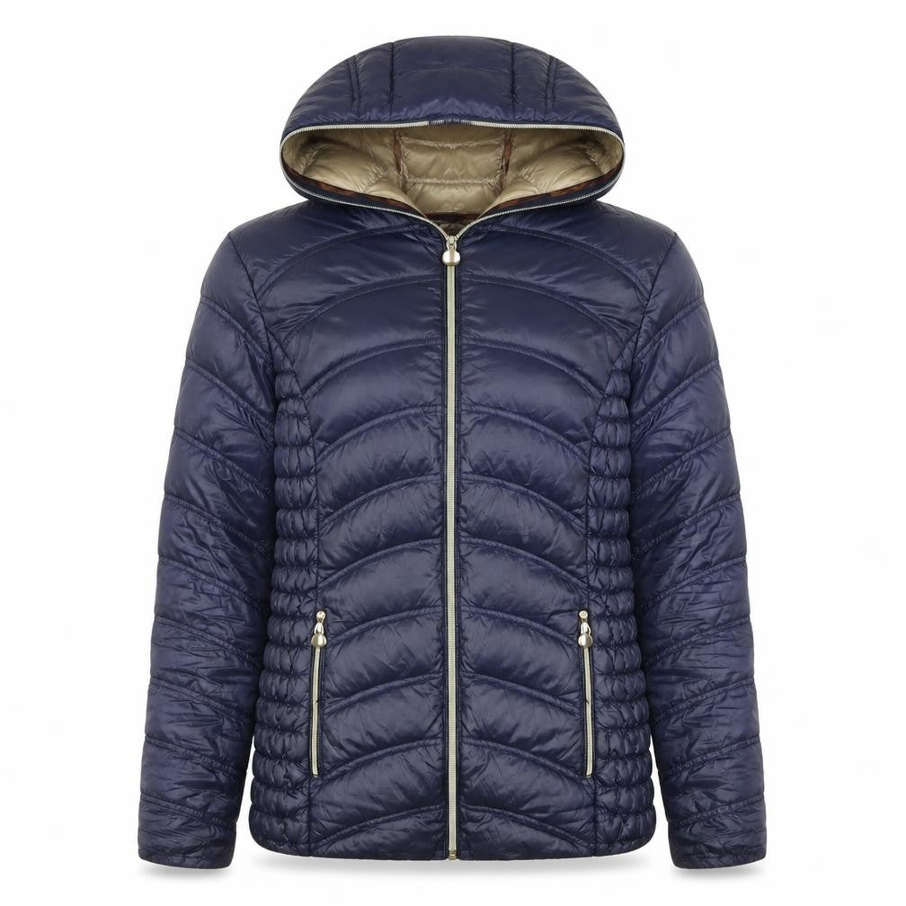 Jandy Women's Blue Puffer Jacket, Size S, Hooded, Casual