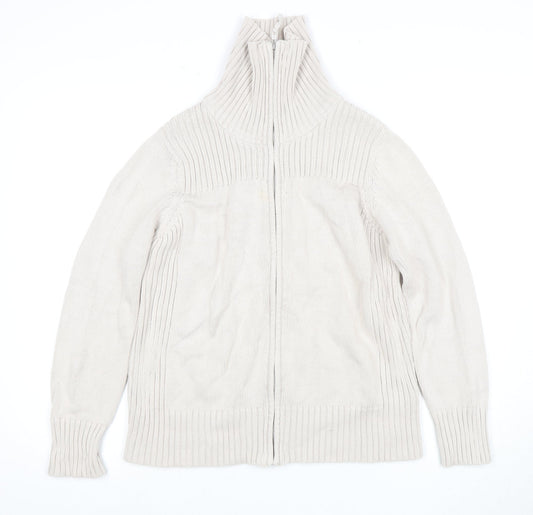 Marks & Spencer Women's Beige Full Zip Roll Neck Jumper
