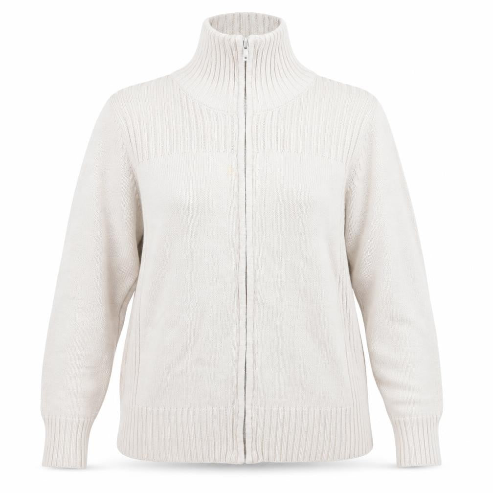 Marks & Spencer Women's Beige Full Zip Roll Neck Jumper