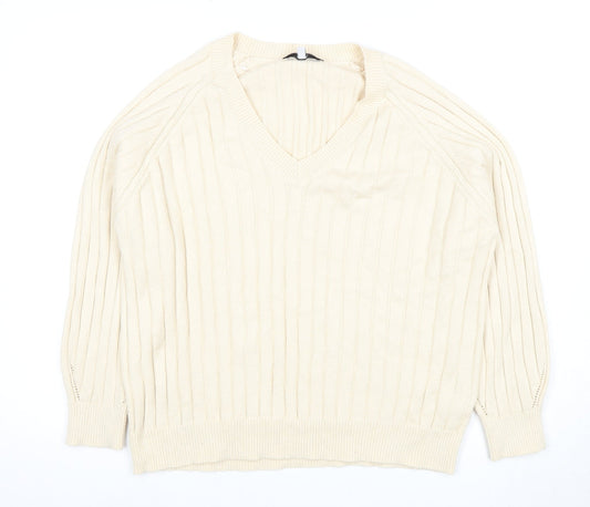 Next Women's Ivory V-Neck Pullover Jumper Size 14