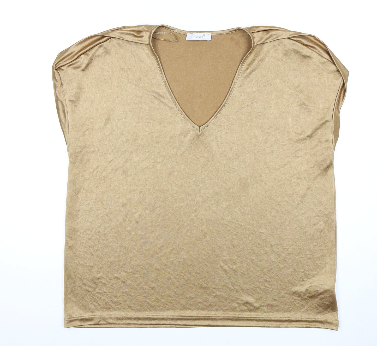 Marks and Spencer Women's Brown V-Neck T-Shirt Size 16