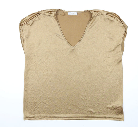 Marks and Spencer Women's Brown V-Neck T-Shirt Size 16
