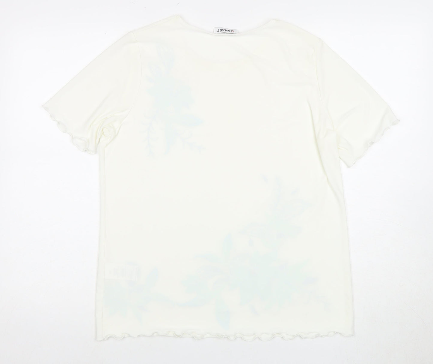 Damart Women's White Floral T-Shirt, Size 12, Embroidered Detail