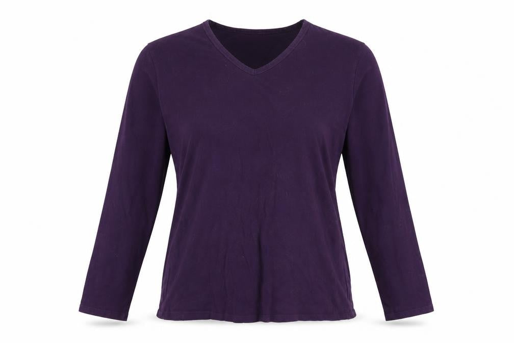 Lands End Women's Purple V-Neck Cotton T-Shirt 2XS