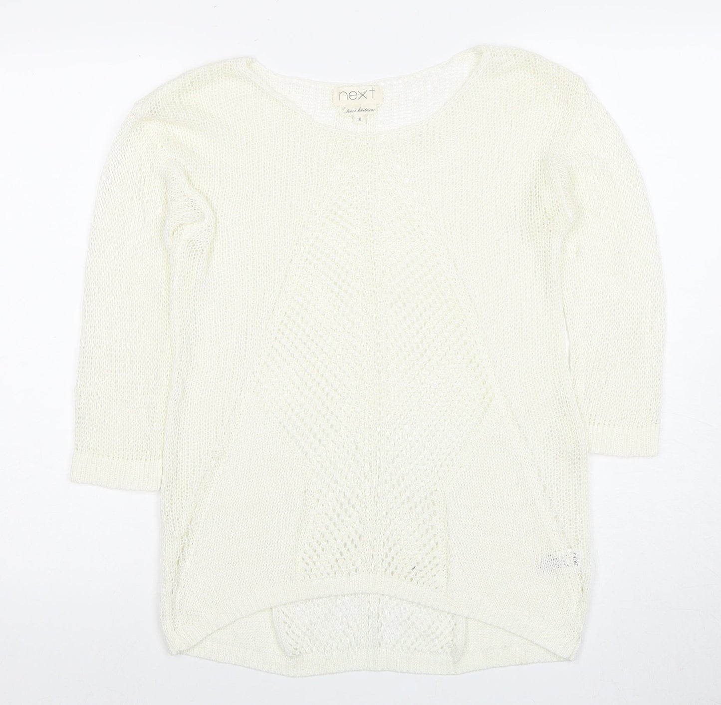 Next Women’s Ivory Open-Knit Pullover Jumper Size 10