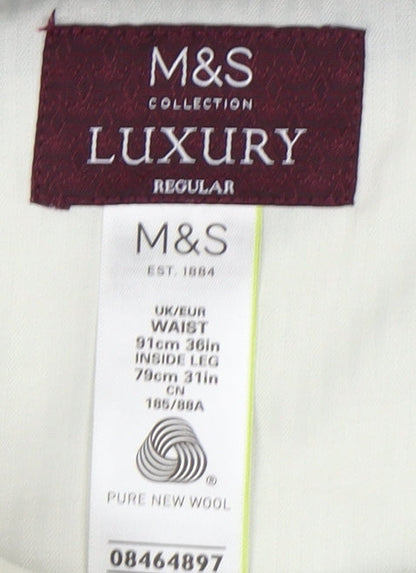 Close-up detail of Marks & Spencer Grey Dress Pants, 36 Waist, Regular Fit