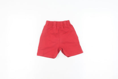 Back view of Fila boys’ red athletic shorts age 2-3 elastic waist