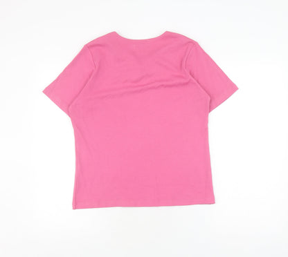 Back view of Honor Millburn Women's Pink T-Shirt, size 10-12