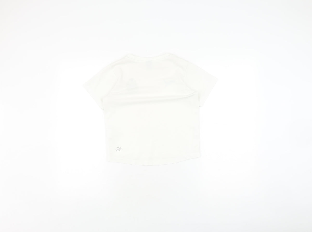 Back view of Puma boys’ white medium football jersey t-shirt