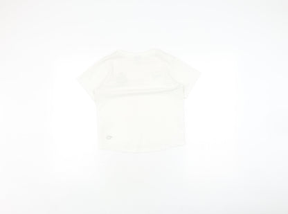 Back view of Puma boys’ white medium football jersey t-shirt