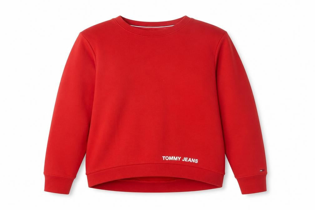 Tommy Jeans Women's Red Pullover Sweatshirt L