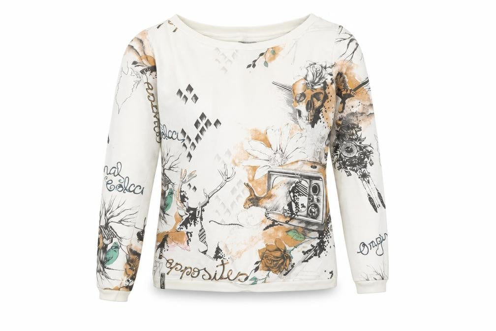 Colcci Women's White Graphic Print Pullover Sweatshirt S