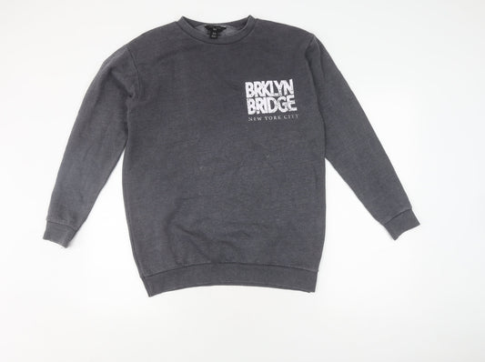 New Look Girls Grey Pullover Sweatshirt 12-13Y Graphic Print