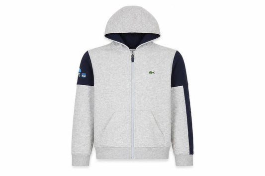 Front view of Lacoste boys’ grey full zip hoodie -, size 10