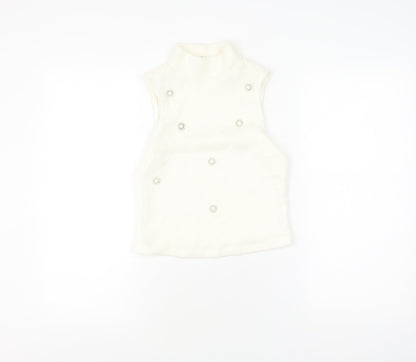 Additional front view of River Island White Mock Neck Sleeveless Top, size 8