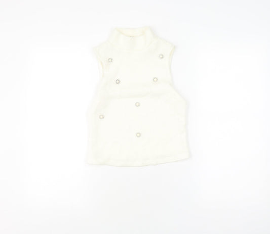 River Island White Mock Neck Sleeveless Top Size 8