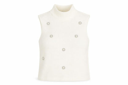 Front view of River Island White Mock Neck Sleeveless Top, size 8